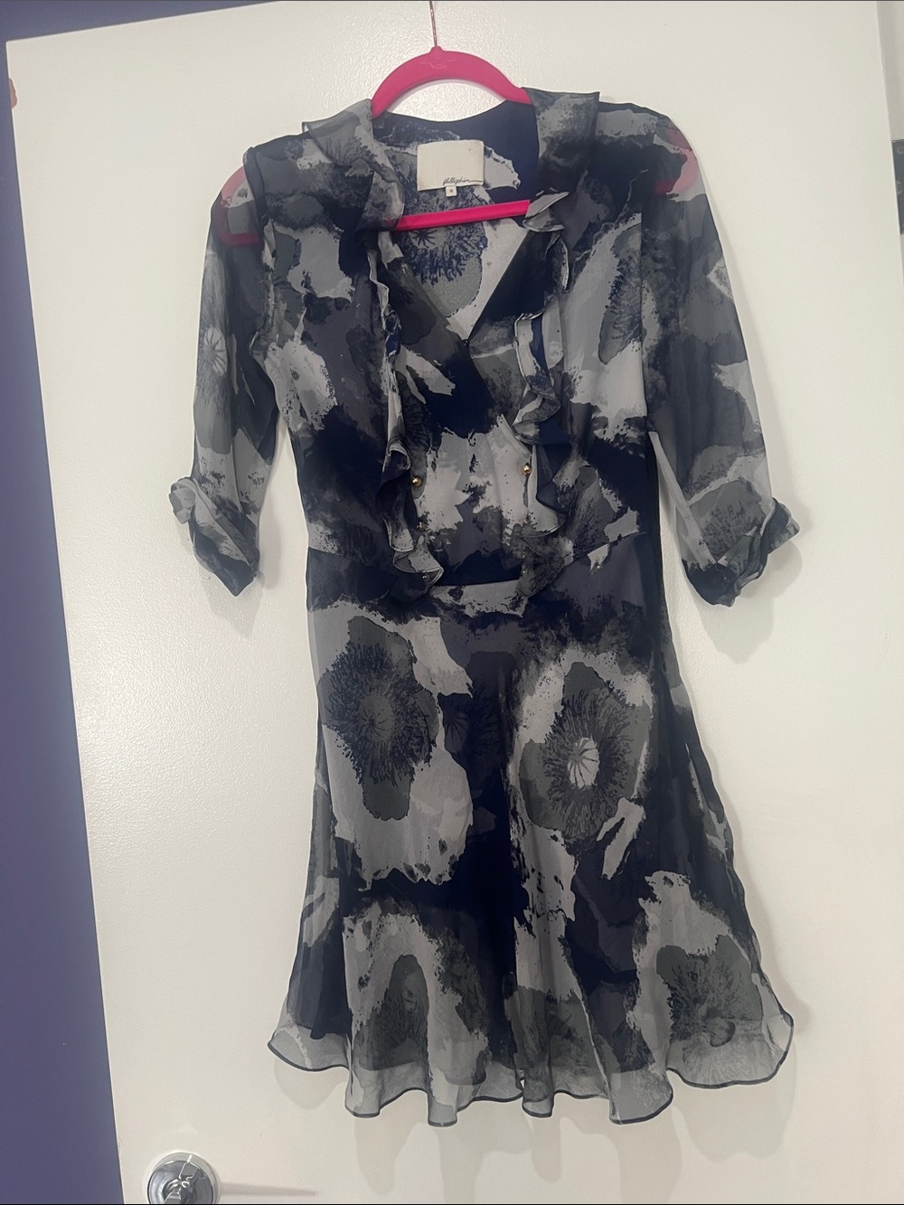 3.1 Phillip Lim Blue and Gray Floral Midi Dress
